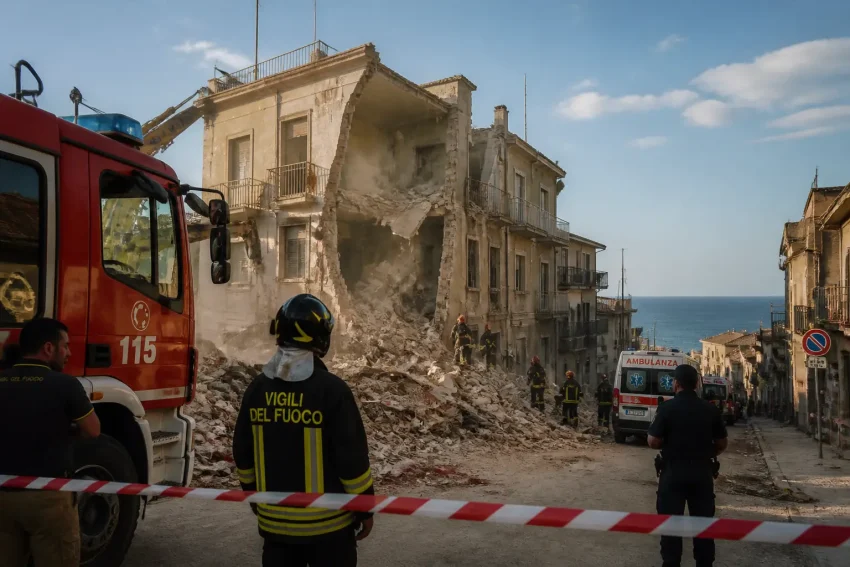 Messina, crolla parzialmente una palazzina a Pistunina: sei dispersi e tre feriti