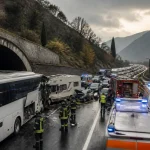Scontro sulla Rieti-Terni, almeno sei morti e 26 feriti all’uscita della galleria di Greccio